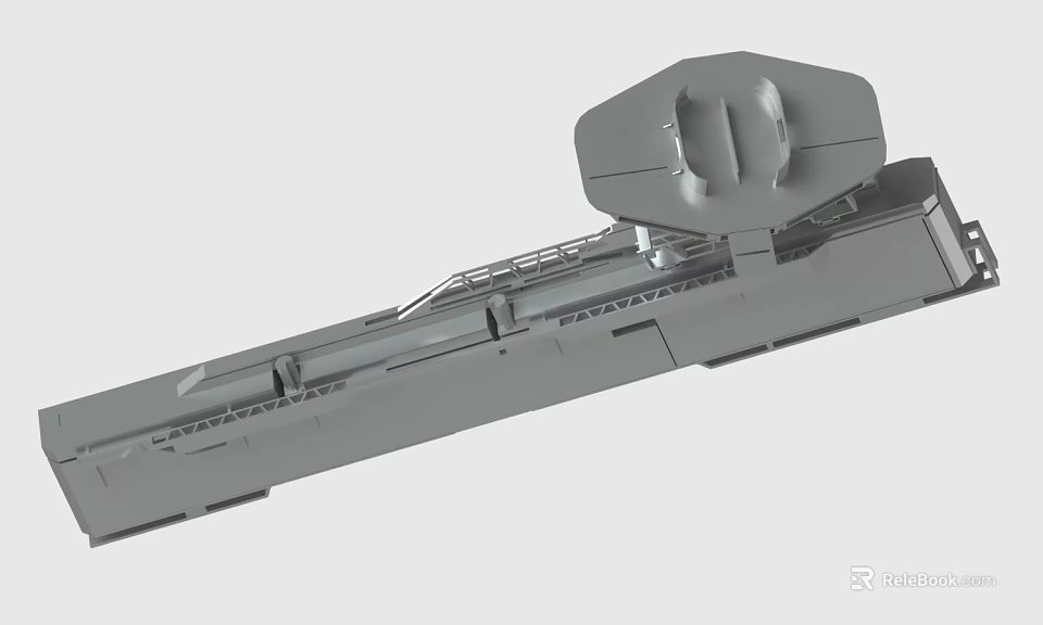 Gray Mechanical Structure 3D Model With Elongated Body And Top Component Design 3d model