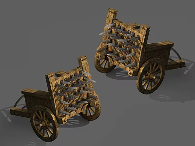 Ancient Weapon War Chariot Featuring Wooden Structure Spiked Surface And Solid Wheels Design 3d model