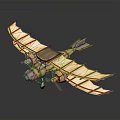 Vintage Space Aircraft With Retro Wing Structure And Metallic Propeller Design