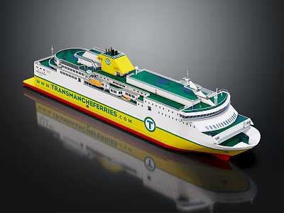 Torpoint Ferry Ship With Vibrant Color Layers And Company Name 3d model