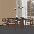 Modern Dining Table and Chair Combination Dining Chair Dining Table Chandelier 3d model