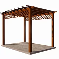 Wooden Outdoor Pergola With Lattice Top Design And Concrete Base Supporting Posts