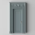 Dark Gray Hinged Door With Intricate Carved Trim And Elegant Classic Design