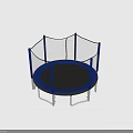 Round Trampoline Outdoor Furniture With Blue Frame Safety Net And Ladder