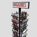 Rotating Multi Tiered Magazine Display Rack with Assorted Magazines for Retail Store 3d model