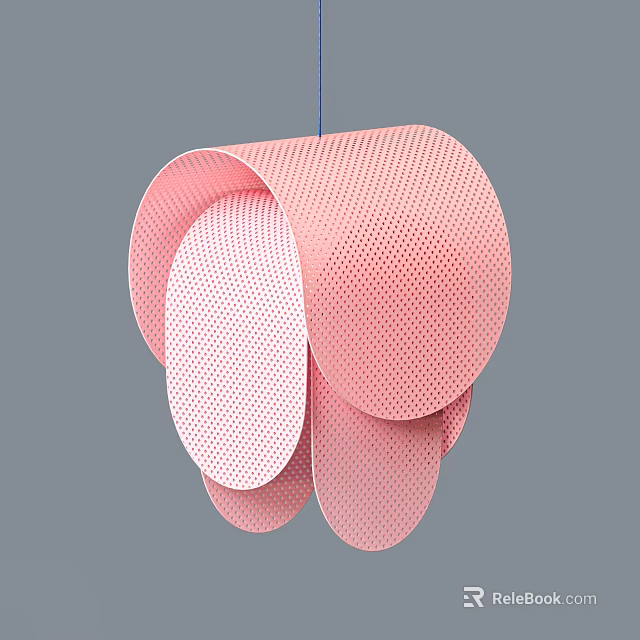 Pink Perforated Chandelier with Multiple Oval Shapes and Modern Artistic Design 3d model 