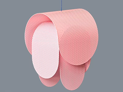 Pink Perforated Chandelier with Multiple Oval Shapes and Modern Artistic Design 3d model