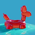 Red Dog Shaped Inflatable Swim Ring For Pool Water Sports Equipment
