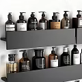 Black Modern Bathroom Accessories with Wall Shelves Towels Storage Bottles and Organizers