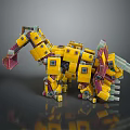 Mechanical Block Structured Game Movie Character With Yellow Red Parts And Dinosaur Form