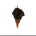 Ornate Decorative Weapon With Gold And Black Design Spiked Top And Red Tassels