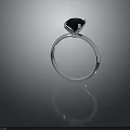 Elegant Silver Ring With Inlaid Black Gemstone Polished Band And Shiny Setting