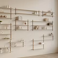 Light Wooden Wall Shelves With Small Items Books And Decor In Interior Room