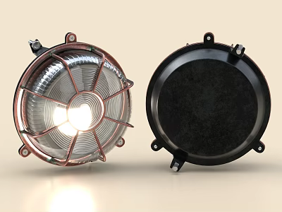 Two Tone Copper and Black Wall Light with Metal Mesh Frame and Illuminated Design 3d model