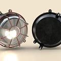 Two Tone Copper and Black Wall Light with Metal Mesh Frame and Illuminated Design