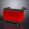 Red Utility Cart with Wheels Handle and Metal Top Storage Design