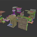 Detailed Ancient Stone Architectural Ruin Components Featuring Columns Platforms And Steps 3d model