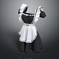 Classic Maid Costume Black Dress With White Apron Collar And Cuffs