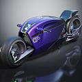 Purple Futuristic Motorcycle Sleek Modern Design With Black Seat And Large Wheels