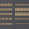 Various Decorative Carved Patterns In Different Strip Styles For Home Decoration 3d model