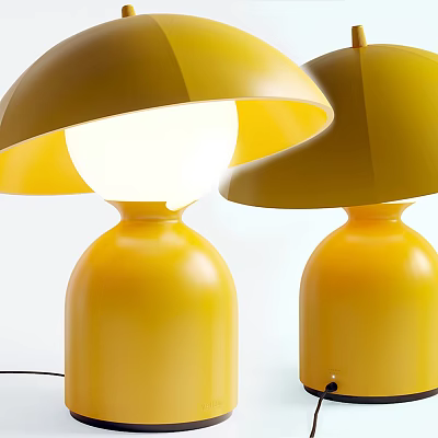 Modern Yellow Mushroom Shaped Table Lamps With Illuminated Light For Home Decor 3d model