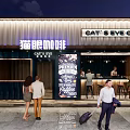 Cat's Eye Coffee Shop Modern Storefront With Illuminated Signage And Exterior Design