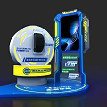 Modern Photo Check-in Spot with Blue Installation Yellow Box Tire and MICH Brand Platform