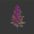 Lush Green Pine Tree With Brown Trunk In Dark Background 3d model