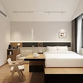 Hotel Guest Room Interior Design With Minimalist Style Wooden Floor White Bed Table And Chair
