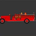 Vintage Red Fire Truck Model With Ladder Seats And Black Wheels