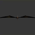 Ancient Pterosaur Flying With Expanded Wings And Orange Beak In Gray Sky