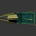 Green Hull Sailing Water Transport With Multiple Yellow Sails And Decorative Design