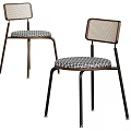 Modern Dining Chairs With Mesh Backrest Patterned Seat Cushion And Colored Legs 3d model