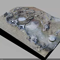 Detailed Ancient Ruins Model With Circular Steps Sunken Area And Stone Relics