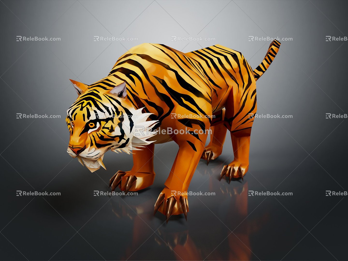 Modern tiger fierce tiger downhill tiger 3d model