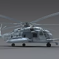 US Marines Military Helicopter Featuring Detailed Rotor Blades And Gray Fuselage Design