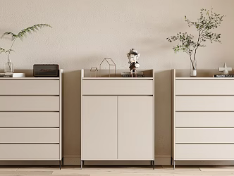 Cabinet of drawers Side Cabinet Combination Cabinet of drawers Storage Cabinet Decorative Cabinet Shoe Cabinet Ornaments Doll Green Plant 3d model