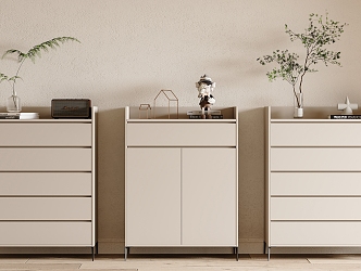 Cabinet of drawers Side Cabinet Combination Cabinet of drawers Storage Cabinet Decorative Cabinet Shoe Cabinet Ornaments Doll Green Plant 3d model