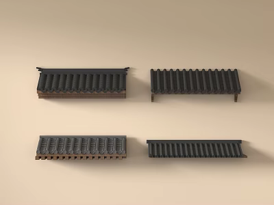 Traditional Roof Tile Models With Different Black Brown Design Variations 3d model