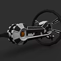 Innovative Mechanical Device With Large Wheel Black White Design And Circular Orange Component 3d model