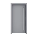 Modern Gray Swing Door with Sleek Long Silver Bar Handle Design 3d model