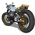 Vintage Style Motorcycle With Wide Tires Leather Seat Round Headlights And Gold Rims