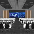 Modern monitoring room Command control room Dispatching command center Monitoring hall Command hall Office desks and chairs 3d model