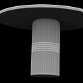 Modern Clear Round Glass Table with Cylindrical Base and Striped Design Details