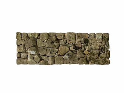 Architectural Exterior Wall With Natural Rough Stone And Mossy Surface Texture 3d model
