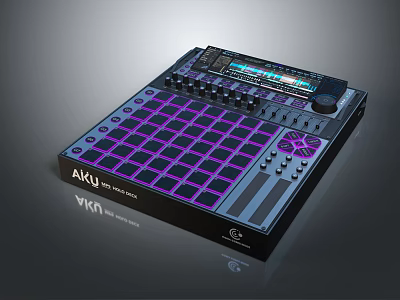 Smart Music Production Machine AKAI MPC Live II Featuring Purple Backlit Pads Knobs And 3d model