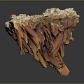 Natural Wood Stone Formation With Spike Like Structures And Brown Orange Hues