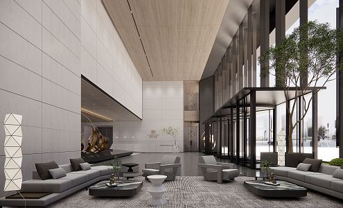 Modern Hall Hotel Lobby 3d model