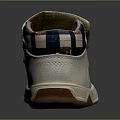 Kids White High Top Shoes with Velcro Straps Brown Sole Plaid Lining