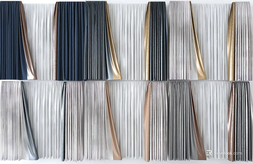 Modern Stylish Curtains With Multiple Colors Soft Fabric And Pleated Design 3d model 